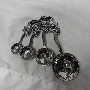 Ganz Pewter Tone Frog Measuring Spoons Set Of 4 Heart & Croak Whimsical Silver